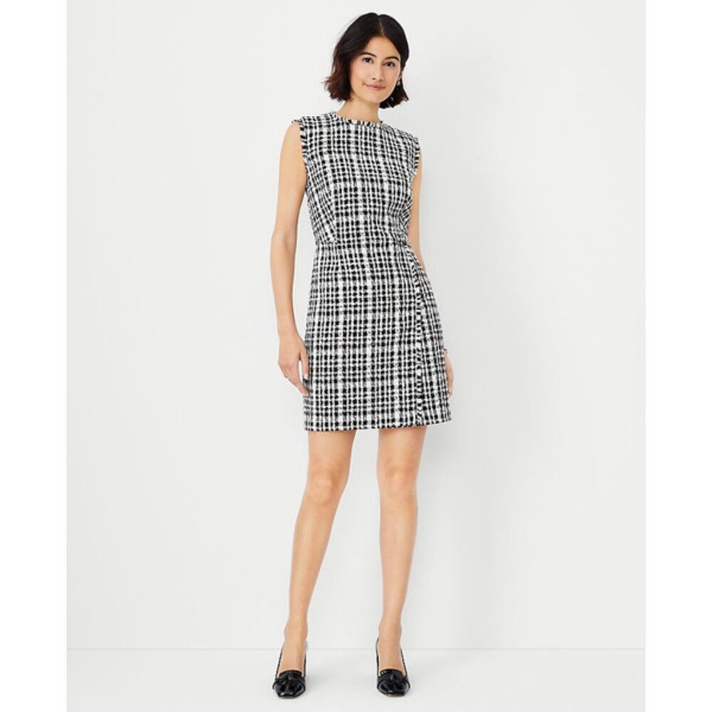Ann Taylor Fringe Tweed Flare Dress 4